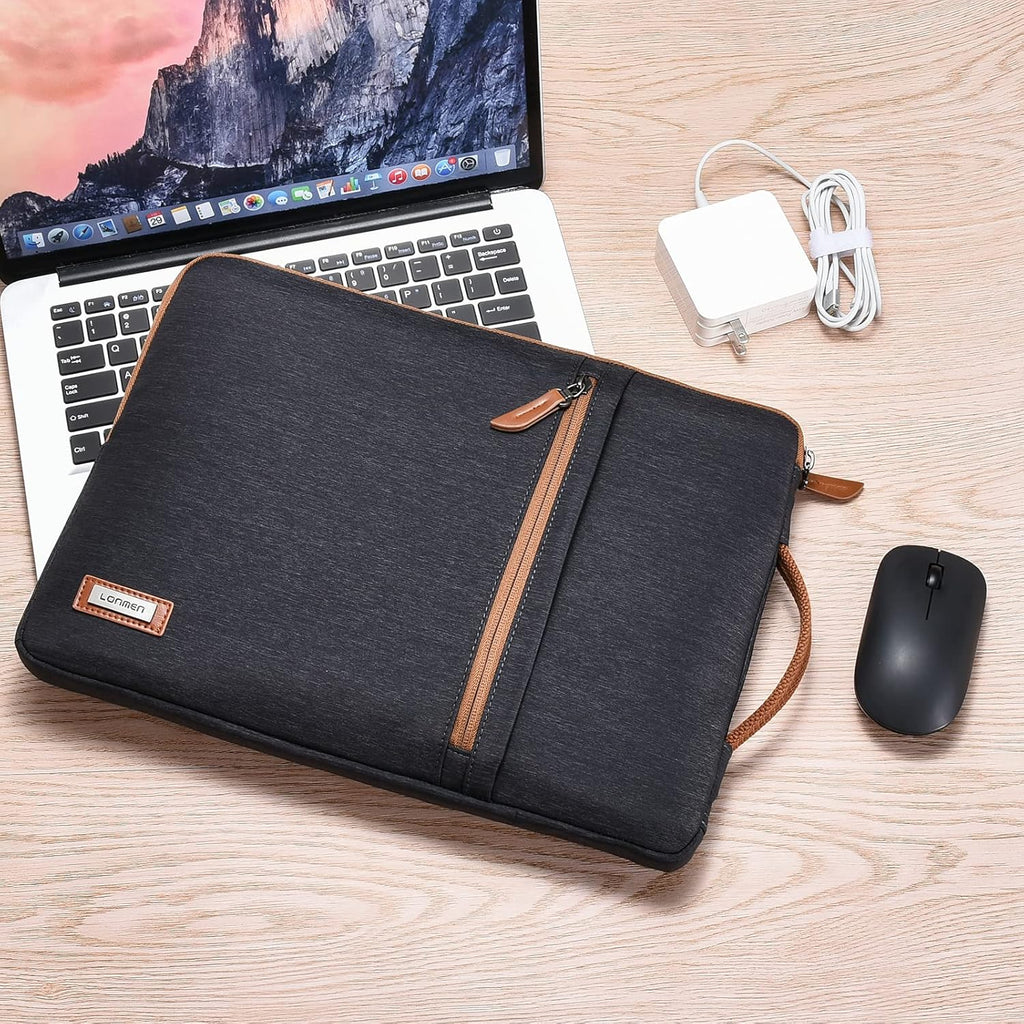 14 Inch Laptop Sleeve 360-Degree Protection & Water-Resistant with Retractable Handle, Laptop Bag for 14" Laptops (Lenovo/Acer/Asus/Dell/Hp), Macbook Pro 14, Black
